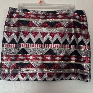 Silver and Black Sequin Mini Pencil Skirt